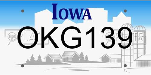OKG139 Iowa License Plate
