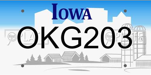 OKG203 Iowa License Plate