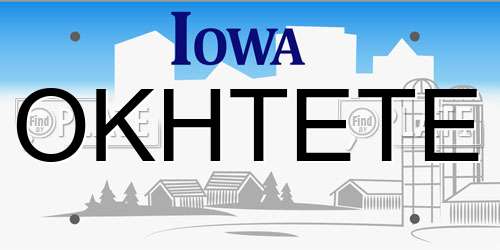 OKHTETE Iowa License Plate