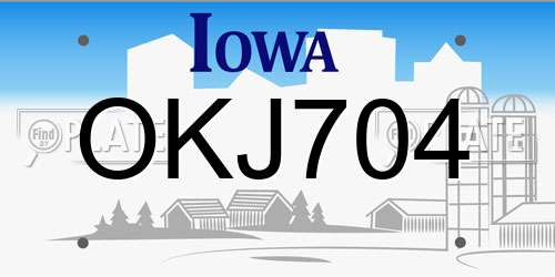 OKJ704 Iowa License Plate