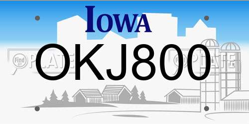 OKJ800 Iowa License Plate