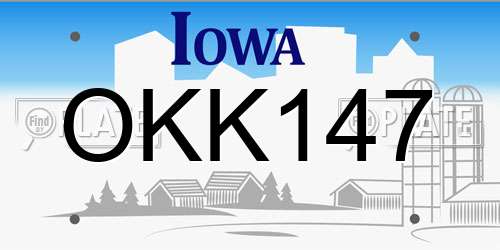 OKK147 Iowa License Plate
