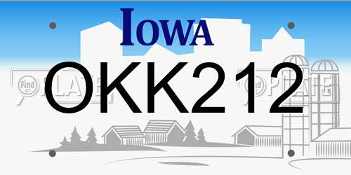 OKK212 Iowa License Plate