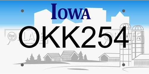 OKK254 Iowa License Plate