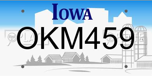 OKM459 Iowa License Plate
