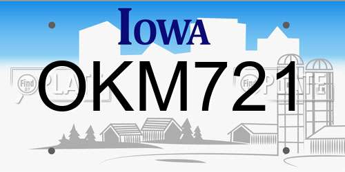 OKM721 Iowa License Plate