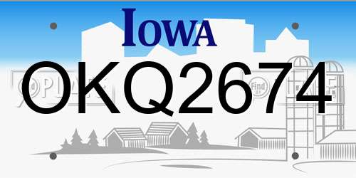 OKQ2674 Iowa License Plate