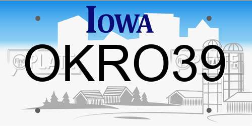 OKRO39 Iowa License Plate