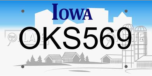 OKS569 Iowa License Plate