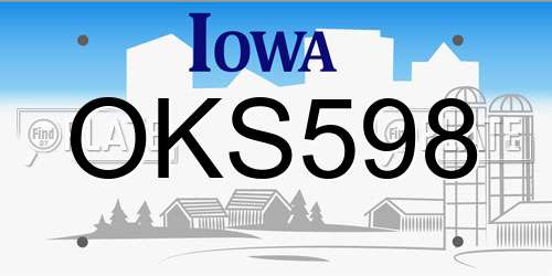OKS598 Iowa License Plate