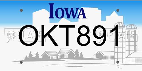 OKT891 Iowa License Plate