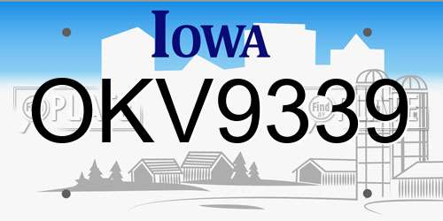 OKV9339 Iowa License Plate