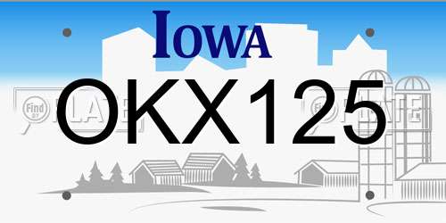 OKX125 Iowa License Plate