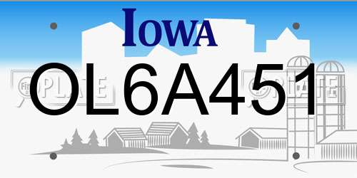 OL6A451 Iowa License Plate