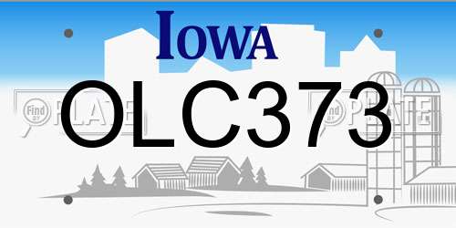 OLC373 Iowa License Plate
