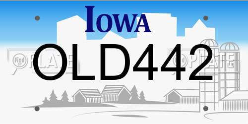OLD442 Iowa License Plate
