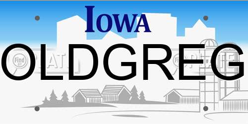 OLDGREG Iowa License Plate