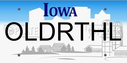 OLDRTHL Iowa License Plate