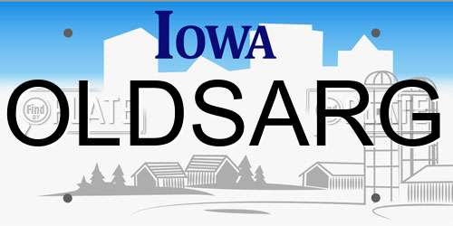OLDSARG Iowa License Plate