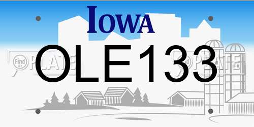 OLE133 Iowa License Plate