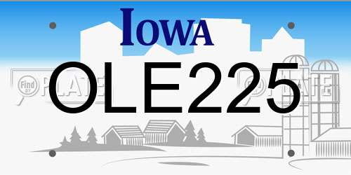 OLE225 Iowa License Plate