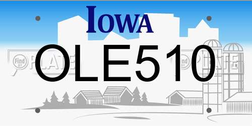 OLE510 Iowa License Plate