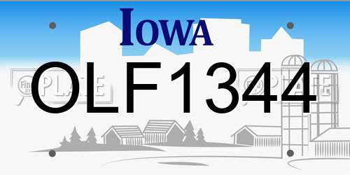 OLF1344 Iowa License Plate