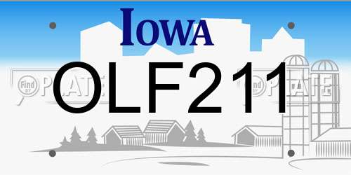 OLF211 Iowa License Plate