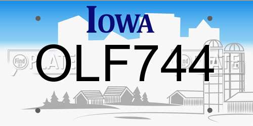 OLF744 Iowa License Plate
