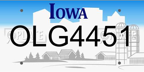 OLG4451 Iowa License Plate