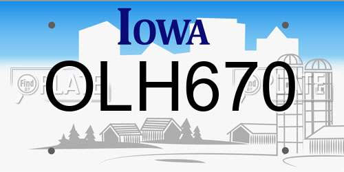 OLH670 Iowa License Plate