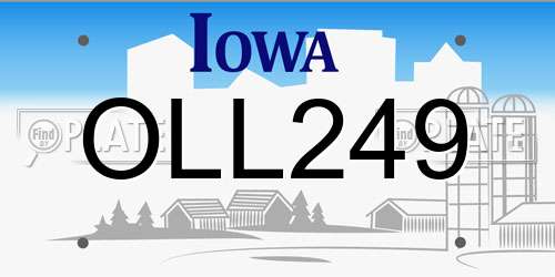 OLL249 Iowa License Plate