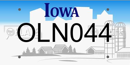 OLN044 Iowa License Plate