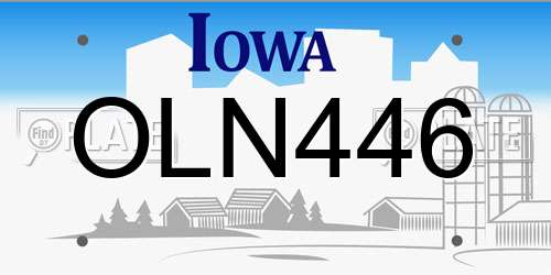 OLN446 Iowa License Plate