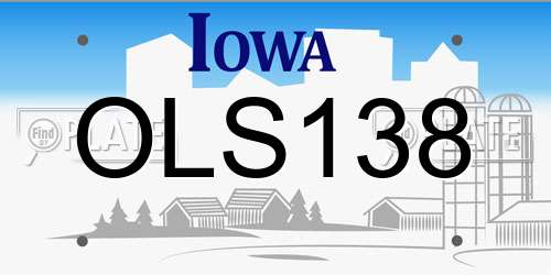 OLS138 Iowa License Plate