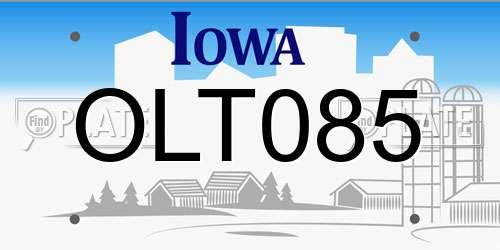 OLT085 Iowa License Plate