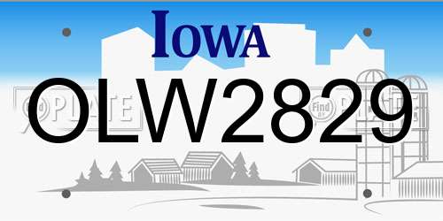 OLW2829 Iowa License Plate