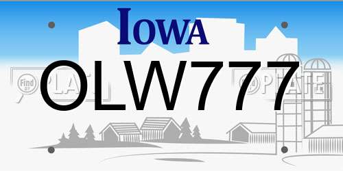OLW777 Iowa License Plate