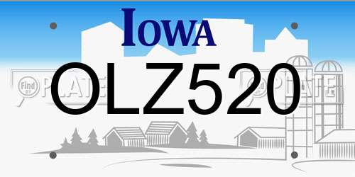 OLZ520 Iowa License Plate