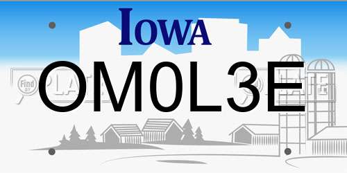 OM0L3E Iowa License Plate