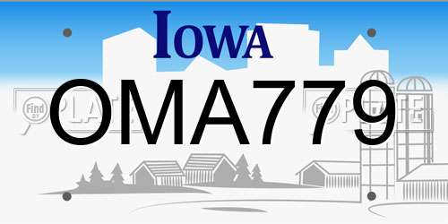 OMA779 Iowa License Plate