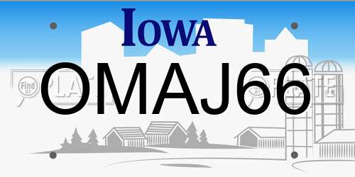 OMAJ66 Iowa License Plate