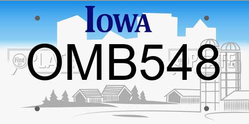 OMB548 Iowa License Plate
