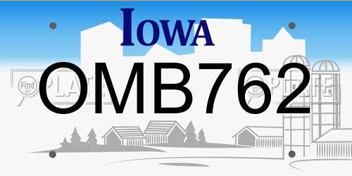 OMB762 Iowa License Plate