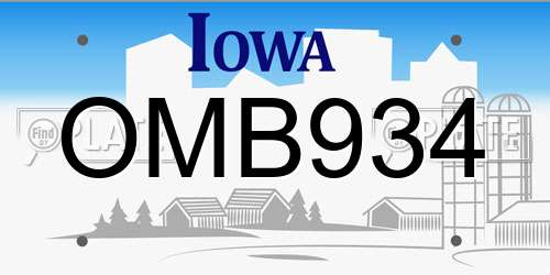 OMB934 Iowa License Plate