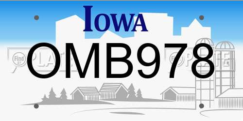 OMB978 Iowa License Plate