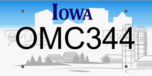 OMC344 Iowa License Plate