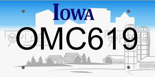 OMC619 Iowa License Plate