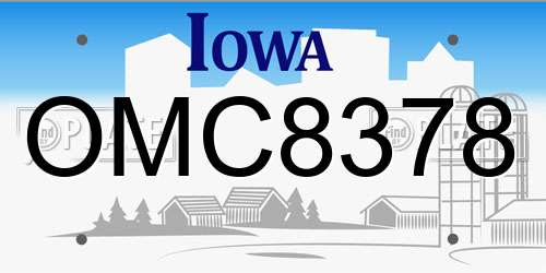 OMC8378 Iowa License Plate