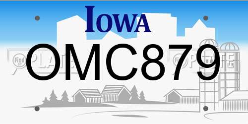 OMC879 Iowa License Plate